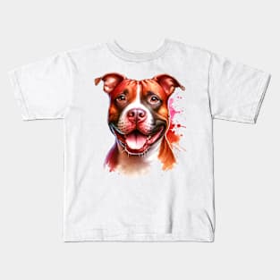 Rednose Pitbull American Staffordshire Terrier Bully Dog Artwork Kids T-Shirt